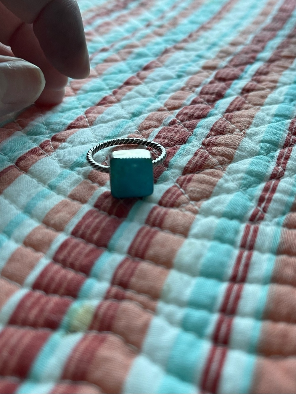 Sterling Silver Ring with Turquoise Square Stone